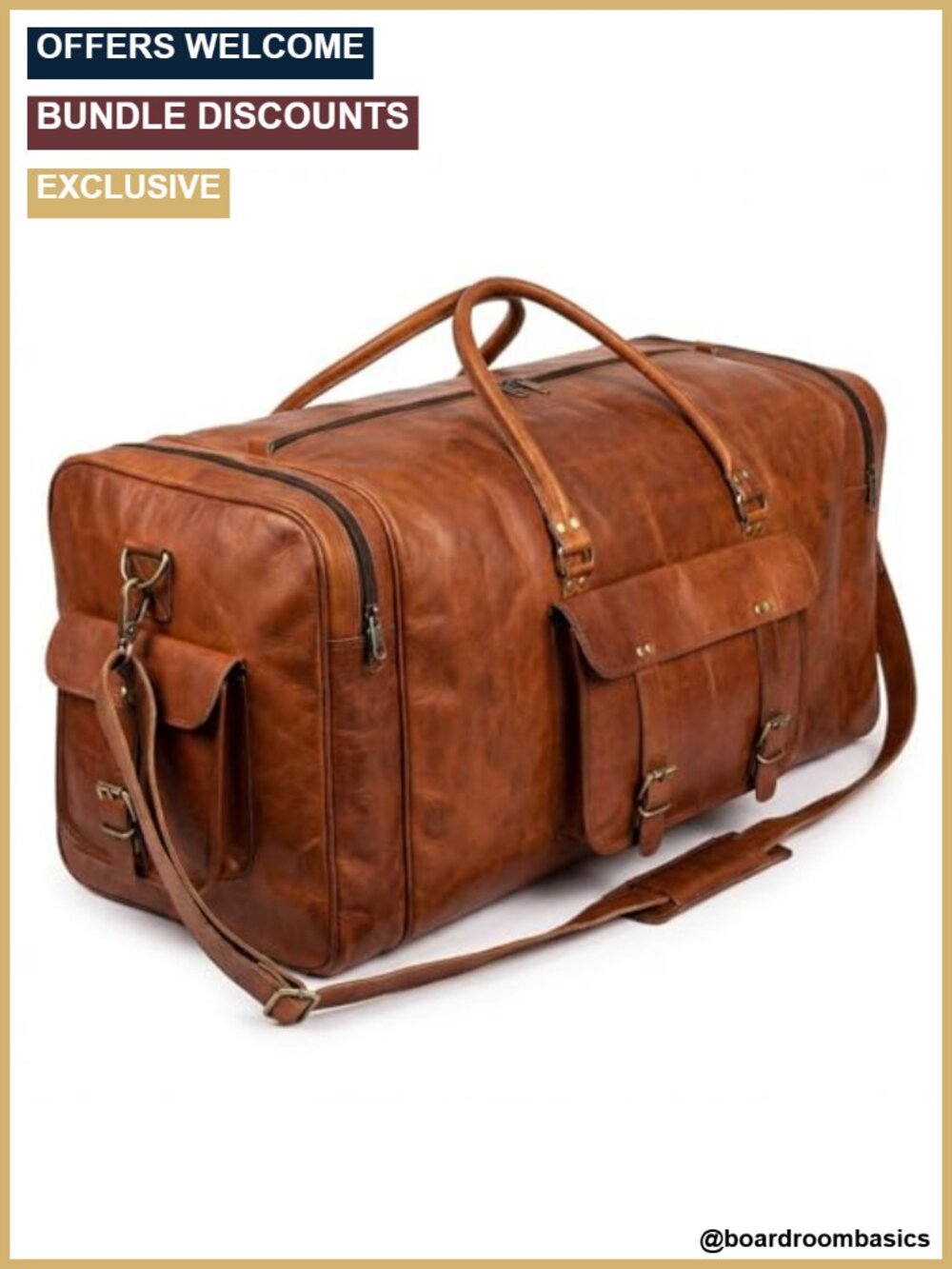 Genuine Leather 24 Inch Duffel Bag Carryall Weekender Travel Overnight Gym